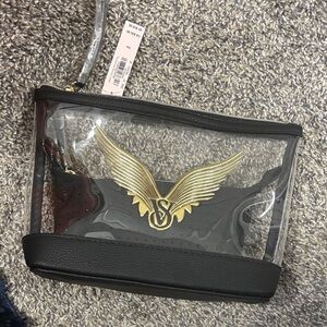 Victoria's Secret Transparent Pouch with Black and Gold Accents